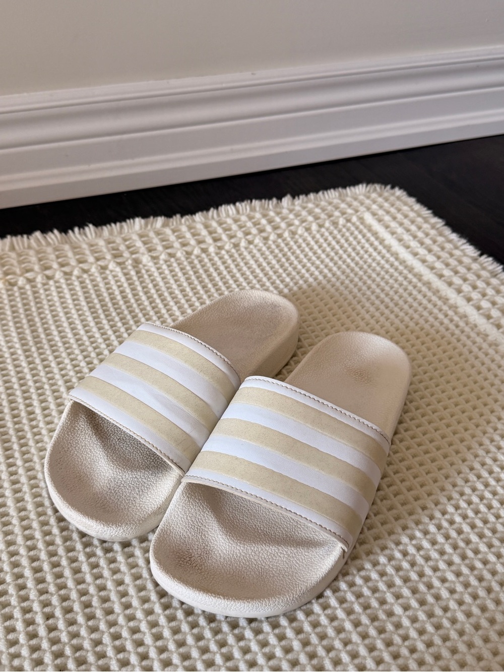 Adidas Cream and White Adilette Slides